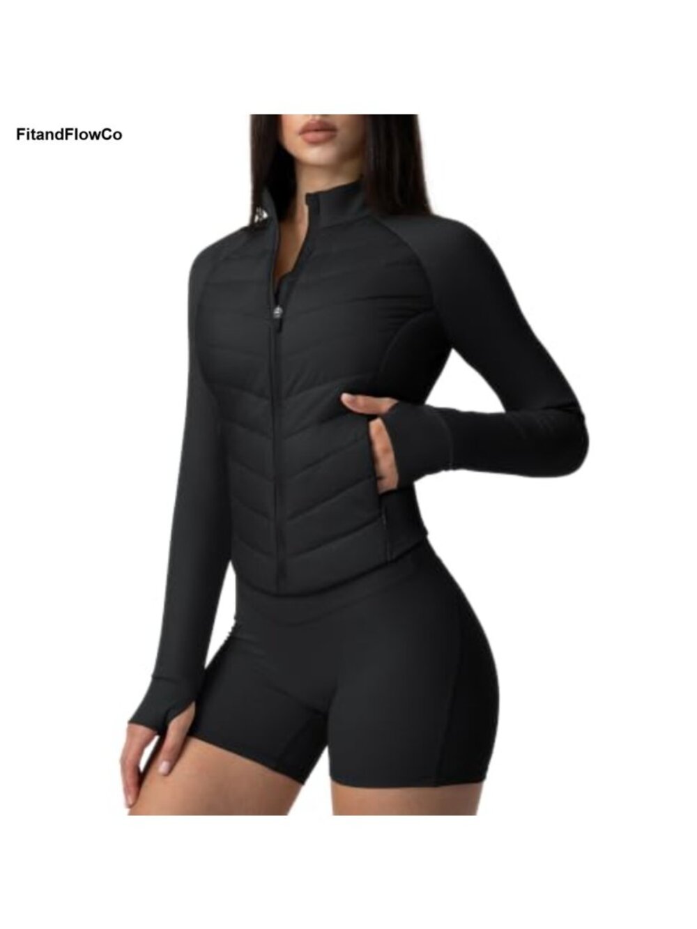 Women's Slim Fit Hybrid Insulated Running Jacket with Thumbholes